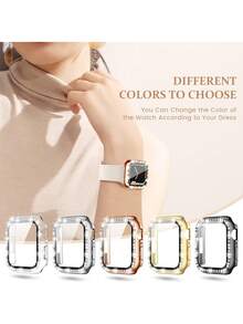 Women's Bling Watch Case, Compatible With Apple Watch Cases (38mm, 40mm, 41mm, 42mm, 44mm, 45mm, 46mm, 49mm). Features Include Sparkling Rhinestones, Shock And Scratch Resistance, A 2-In-1 Case Combining Hard PC And Tempered Glass Protective Film, Compatible With Apple Watch Series Ultra/11/10/9/8/7/6/5/4/3/SE, And A Stylish, Easy-To-Wear, Touch-Sensitive Band.