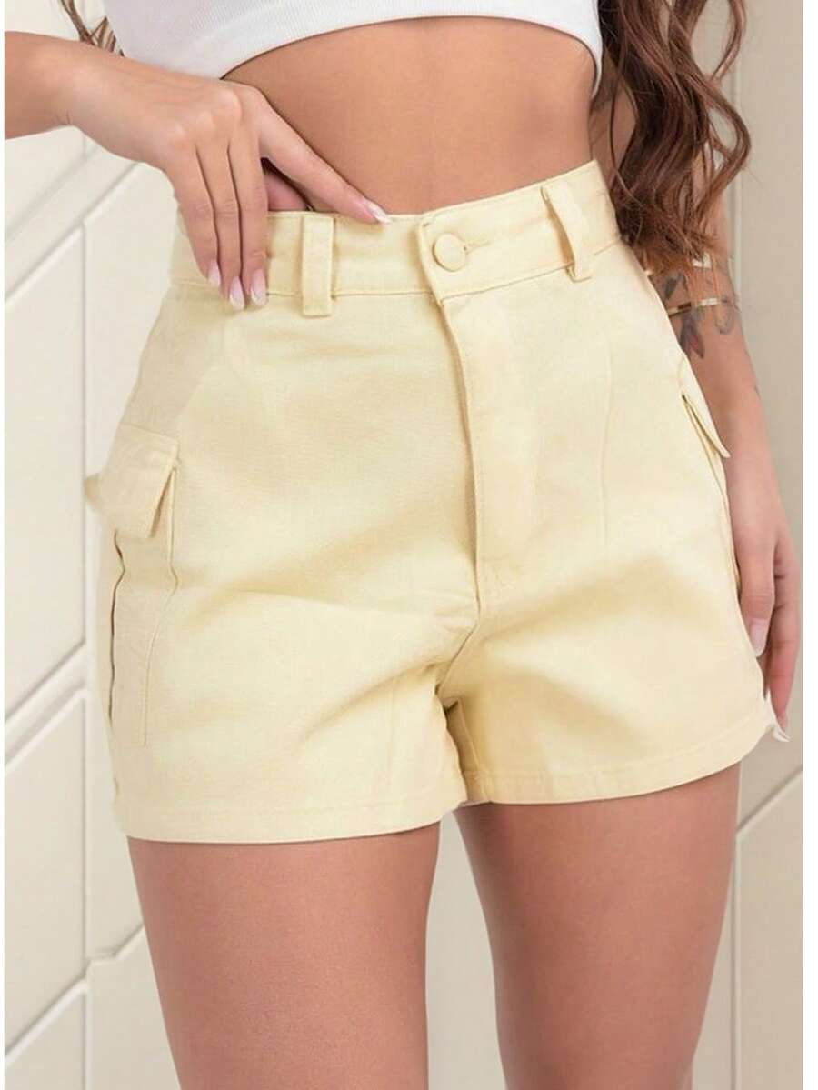 MILLE MODAS WOMEN'S CARGO JEANS SHORTS - Yellow - View 1