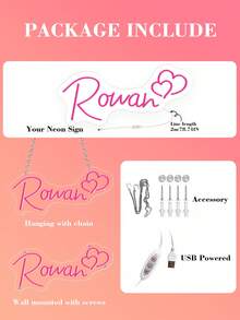 Customized Neon Name Sign, Personalized Name Light, Neon Wall Decor - Adjustable Brightness, USB Powered, Customized Gift For Boys And Girls - Warning Light - View 11