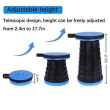 Portable Folding Cylindrical Stool, Folding Stool, Telescopic Stool, Travel Stool. Sturdy And Lightweight, Height-Adjustable With A Handle. Suitable For Fishing, Hiking, Outdoor Camping, Barbecues And Other Outdoor Activities. (Colors: Blue, Cyan, Purple, Pink) - 藍色 - 查看 4