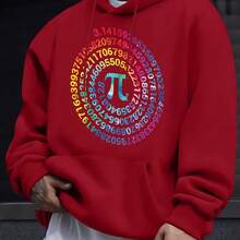 Black Hoodie With Pi Print And Colorful Numbers For Math And Science Lovers - 紅色 - 查看 1