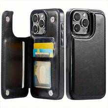 Funda tipo cartera compatible con iPhone 16, 15, 14 Plus, 13, 12 y 11 Pro Max Plus, con ranuras para tarjetas, soporte para tarjetas y doble imán. - Rosa - Ver 7