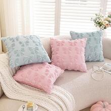 1件情人节蓝色可爱蝴蝶结毛绒装饰抱枕套，柔软沙发靠垫，适用于客厅、女孩床、沙发、家居装饰 - 藍色 - 查看 6