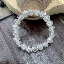 1pc White Sparkling Pearl Bracelet, Gift For Best Friend, Christmas Present - 10mm Transparent Crackle Bracelet - View 4