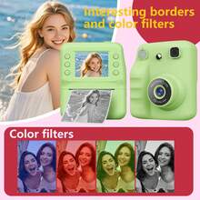 This Instant Print Camera Comes With Photo Paper, Designed Specifically For Children To Enjoy The Fun Of Selfies. It Combines Instant Imaging And Digital Functions, Supporting 1080P HD Video Recording To Capture Precious Moments. With A Built-In MP3 Player And Educational Games, It Is An Ideal Gift For Children Aged 3-12, Especially Suitable For Occasions Like Christmas, New Year, And Birthdays. - Green - View 5
