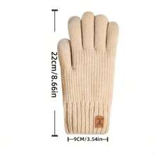 1 Pair Of Knitted Gloves - Elastic Solid Color Simple Style, Warm And Cold-Proof, Outdoor Cycling Touchscreen Gloves, Suitable Daily Use, Mother's Day, New Year, Unisex - Màu Khaki - Xem 4