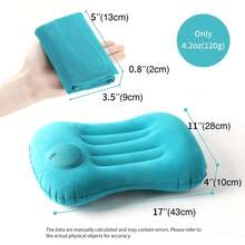1 pièce Oreiller gonflable de voyage de camping, oreiller de piscine, oreiller de voiture ultra doux pour le soutien du cou et du dos. Équipement de camping, articles essentiels de camping - Multicolore - Voir 2