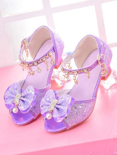 Girls' Fashion High Heel Sandals, Rainbow Glitter Kids Pageant Shoes For Runway Show, Party, Performance