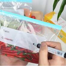 Reusable Zipper Lock Storage Bags, Airtight Seal Bags For Food Preservation, FDA Certified Reusable Food Storage Bags For Women, Leakproof Zipper Lock Bags, Microwave , Kitchen Organizer With Write-On Labels  (3 Sizes) - Transparent - View 7