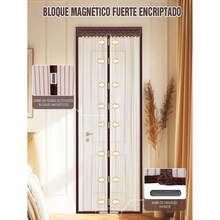 Cortina anti-mosquitos de malla magnética para puertas de x 210 - Red de mosquitos magnética para puertas de bolsillo y cortinas, con cinta de botón magnético adhesivo, adecuada para salas de estar y balcones. - Marrón - Ver 3