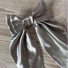 Women's Large Hair Bow, Long Hair Clip With Duckbill Clip, Korean Style, 37 Cm, Satin Finish, Blogger Style - 灰色 - 查看 2