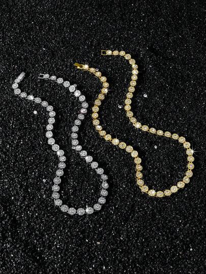 1pc Women's Hip-Hop Style Classic Crystal Rhinestone Chain Necklace