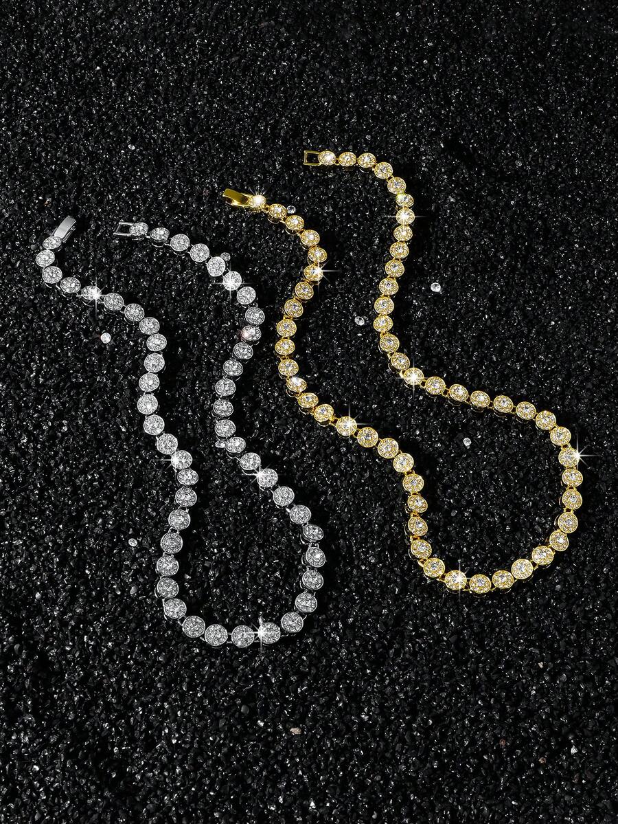 1pc Women's Hip-Hop Style Classic Crystal Rhinestone Chain Necklace - Style a - View 1