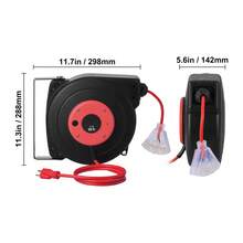 Retractable Extension Cord Reel, 50 FT, Heavy Duty 14AWG/3C SJTOW Retractable Power Cord With Lighted Triple Tap Outlet, 13 Amp Circuit Breaker 180° Swivel Bracket For Ceiling Or Wall Mount - 14AWG/3C SJTOW - View 10
