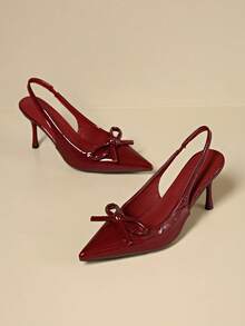 优雅性感蝴蝶结高跟凉鞋，尖头，细高跟，适合夏季通勤、夜店、派对、婚礼、户外，女士时尚高跟鞋，有红色、黑色、白色可选