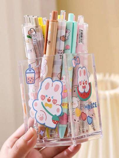 1pc Plastic Transparent Storage Box, Multifunctional Acrylic Organizer Box, Desktop Pen Holder Makeup Brush Holder, Stationery Organizing Box, Makeup Brush Storage, Desktop Beauty Tool Cosmetics Storage Bucket, Lipstick Storage Box, Pen Holder, Brush Organizer, Desk Organizer Makeup Brush Storage Bucket, Back To School, Study Supplies, Cute Stationery, Campus Colors, Stationery, Writing Pens, Makeup Brushes, Eyebrow Pencils