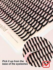 Rikuaild 160pcs D Curl 13-20mm Spiky Cartoon False Eyelashes, Soft & Lightweight Thick Lash Clusters, Create Dramatic Lash Effect, Suitable For Fairy, Halloween Costume, Party Makeup - D - 查看 5