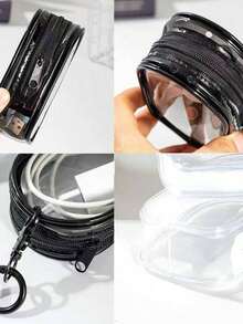 1PC Premium Transparent Cable Charger Organizer Smart Portable Wind Cord Storage Case With Multi Compartments For Phone Charger Earphones Power Bank Data Cables Perfect For Travel Home Office Car Use Electronic Accessories Storage Bag For Students Professionals Travelers - 無色 - 查看 2