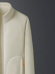 Women's Reversible Warm Winter Jacket - Double-Sided Thick Fleece Jacket, Outdoor Soft Shell Fabric, With Zipper Pockets, Fashionable Sporty Hooded Sweatshirt, Suitable For Autumn/Winter Daily Wear, Weekend Leisure, Jogging And Travel White - White - View 4