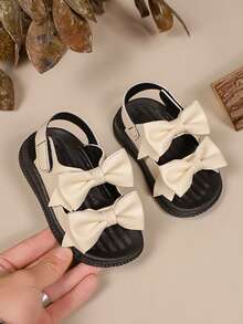 时尚休闲幼儿男女童罗马凉鞋，新款婴儿平底凉鞋，简约百搭舒适步行鞋 - 米色 - 查看 2