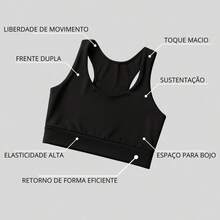 TOP FITNESS FEMININO NADADOR ACADEMIA GINÁSTICA YOGA TECIDO PREMIUM - Preto - Visão 4