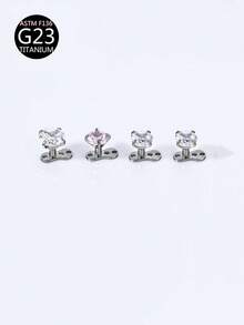 1pc G23 Titanium Alloy Internally Threaded Dermal Anchor With Zirconia Oxide Micro-Paved Concealed Skin Diver Top - White - View 4