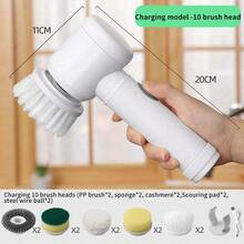 Cepillo eléctrico rotatorio para la limpieza del baño con 6 cabezales intercambiables, un artículo imprescindible en cualquier hogar. - Blanco - Ver 8