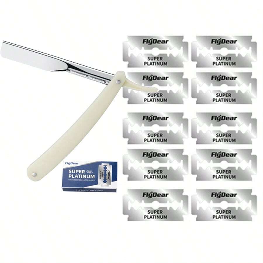 Bộ dao cạo thẳng dùng tại nhà và salon cho nam và nữ, bao gồm dao cạo thẳng gấp gọn và lưỡi dao hai lưỡi bằng thép không gỉ siêu mỏng sắc bén
