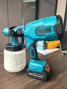 PISTOLA DE PULVERIZACIÓN eléctrica de mano, batería de litio inalámbrica, pintura en aerosol, multifunción, pequeña batería de litio, hervidor de agua - Azul - Ver 1