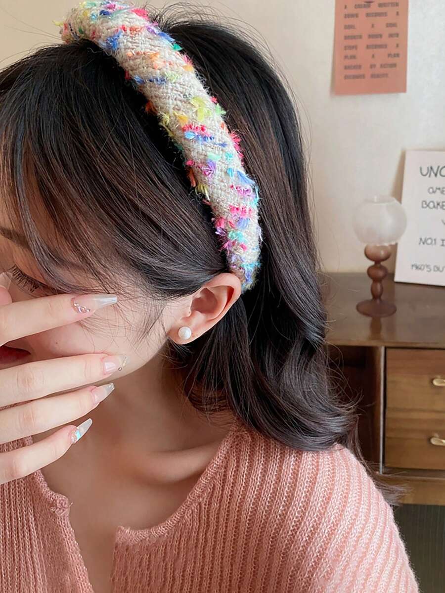 1条彩色复古粗花呢发带，休闲日常佩戴 - 彩色 - 查看 1