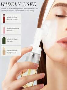 1pc Portable Reusable Transparent Cleansing Mousse Dispenser Bottle With Pump And Silicone Massage Brush Head, Strong Oil Control Gentle Makeup Remover Deep Cleansing Foam Suitable For All Skin Types, Essential Travel Skincare