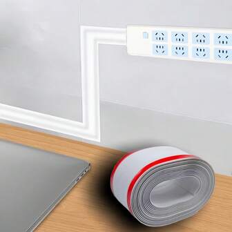 1pc 1m/39.37in PVC Floor Cable Protector Self Adhesive Wire Cover Flexible Cable Duct Cord Hider For Home Office Desk TV Computer Wires