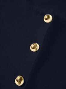 FOR BEAUTY Women's New Knit Cardigan, Suitable For Spring, Autumn And Winter, Casual Elegant Minimalist Style, Round Neck Long Sleeve With Metal Buttons, Fashionable Commuter Solid Color Sweater