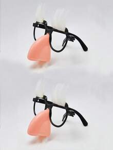 2pcs/1pc Funny Retro Black & White Mustache Plastic Nose Glasses, Birthday Party Magician Prank Masquerade Decorations - Multicolor - View 15