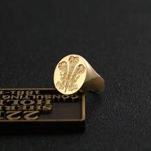 1pc Classic Gold-Plated Wax Seal Signet Ring, Adjustable Family Ring Suitable For Men, Party Jewelry - Ring - View 2