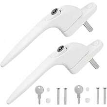 2 UPVC Window Handles - White Espag Handle, Shaft Length 43mm, Including Key, Universal Indoor And Outdoor UPVC Window - White - View 6