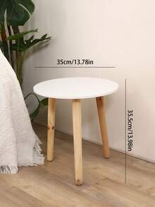 1pc木质大理石纹理圆形边桌，ins风小圆边桌，防水防刮可拆卸咖啡桌，沙发边桌，床头柜，户外咖啡桌 - 彩色 - 查看 4