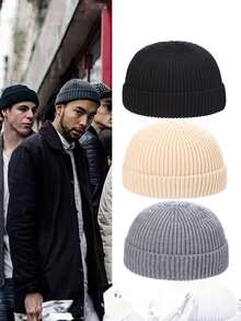 1顶针织帽，短款保暖无檐帽，户外休闲秋冬保暖配饰 - 彩色 - 查看 9