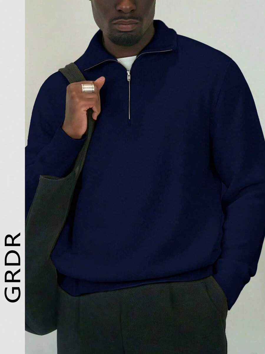 GRDR 男士休闲长袖拉链开衫毛衣，日常百搭