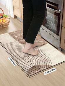1 pièce Tapis de cuisine long en caoutchouc, motif géométrique coloré, style nordique haut de gamme, tapis de cuisine, tapis long pour la buanderie, matériau épais et confortable, facile d'entretien lavage en machine, paillasson d'entrée pratique pour la décoration de la maison, convient pour la salle à manger, la cuisine, la buanderie, l'entrée intérieure, cadeau idéal pour l'automne/l'hiver - Tabac - Voir 18