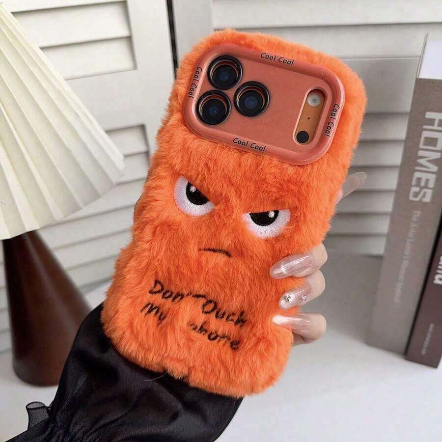 2025 New Plush Cartoon Funny Orange Expression Phone With Bracket, Shockproof Soft TPU Protective Cover Compatible With/ Phones - Orange - View 1