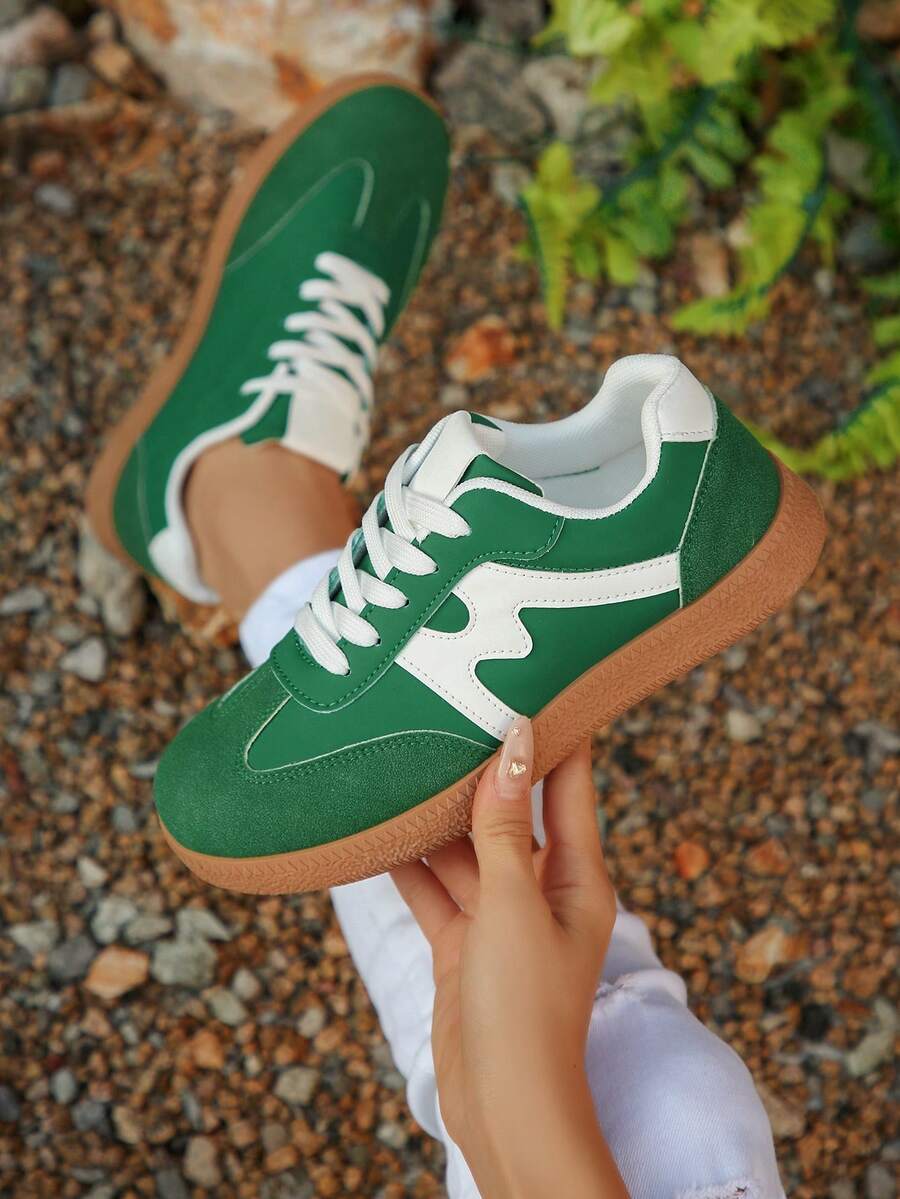 Giày thể thao nữ casual họa tiết da báo, thời trang, bắt mắt, thoải mái, bền chắc, đế cao su mềm, thoáng khí, nhẹ, phối nhiều mảng màu. - màu xanh lá - Xem 1