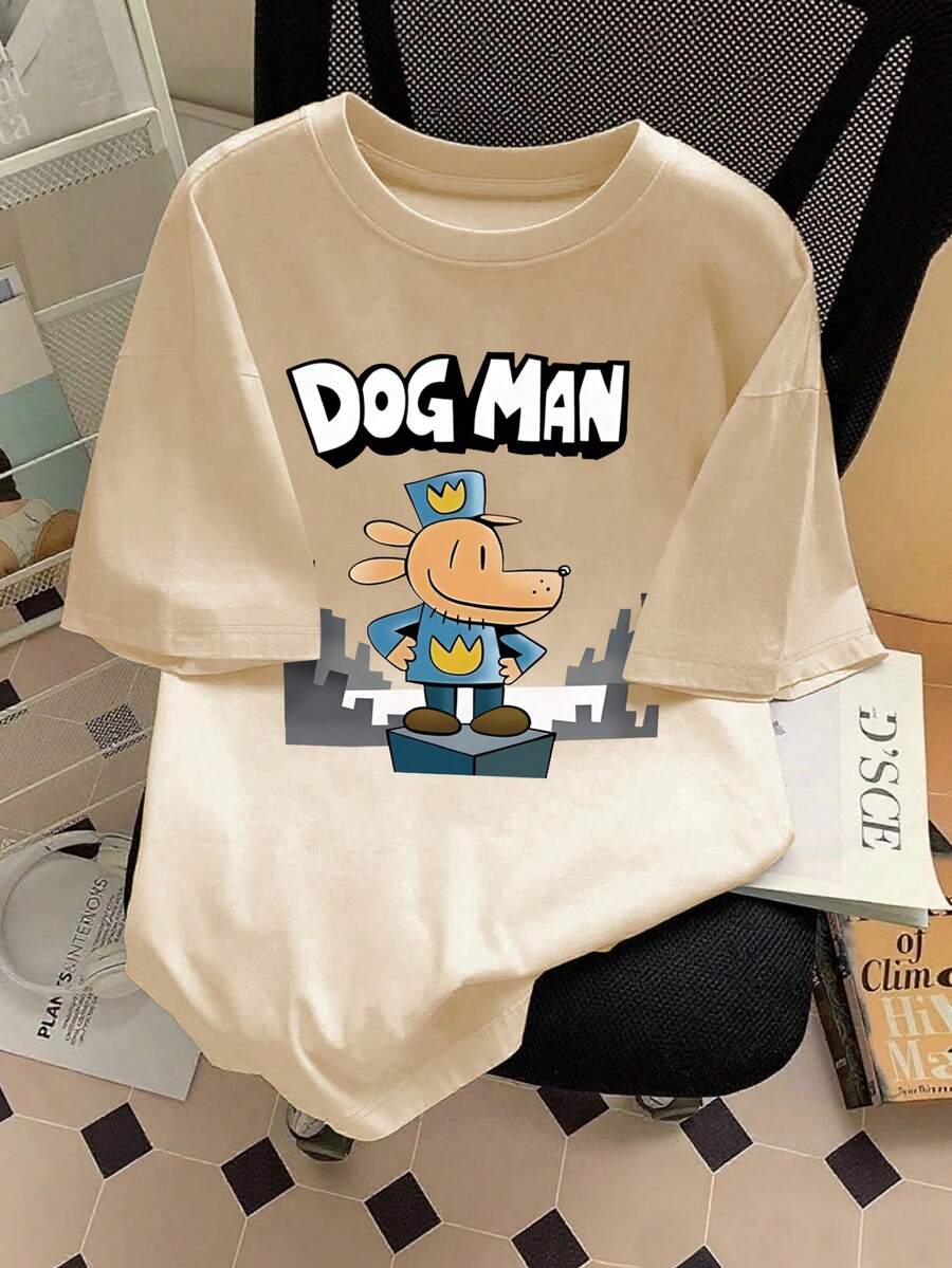 T-shirt à manches courtes, col rond, décontracté et ample, avec imprimé de dessin animé mignon pour garçons. Cadeau d'été, convient pour l'école et les activités extérieures - Nude - Voir 1