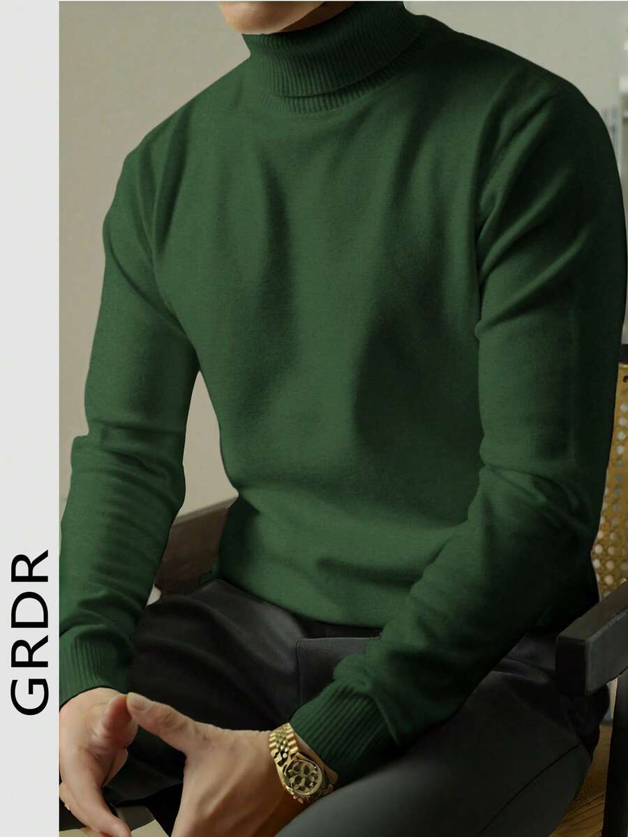 GRDR 男士圆领长袖毛衣，百搭日常针织套头衫