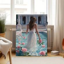 Arte en lienzo de dama elegante con vestido blanco y marco de madera - Escena junto al tranquilo lago con rosas rosadas, perfecto para decoración de hogar, oficina o sala de estar, pinturas decorativas planas para sala de estar, póster con marco, pósters, pinturas de pared, marcos de fotos, Virgen de Guadalupe, salas de estarcuadros decorativos para sala,poster,con marco,posters,cuadros para la pared ,marcos para cuadros,cuadro,virgen de guadalupe,salas - transparente - Ver 7