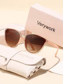 Verywork 1 pieza Gafas de mujer con montura de ojo de gato, lentes degradados, diseño clásico, vintage, elegante e intelectual de marca de pasarela, para vacaciones tropicales en la playa, conciertos, bodas, verano y salidas de moda - Multicolor - Ver 8