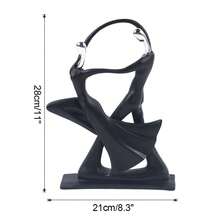 Couple Dancers Sculpture, Decoration Lovers Figurines Ornaments, Latin Dance Ornament - 黑色+銀色 - 查看 9