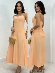 Women's Long Dress For Summer Weddings - 橘色 - 查看 4