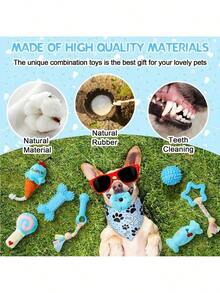 5pcs Puppy Teething Toys Set For Small Dogs, Durable TPR & Plush Squeaky Chew Toys Series, Interactive Dental Health Dog Training Toy Kit