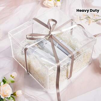 1pc Large Transparent Box With Lid, Cubic Storage Container For Organizer, Jewelry Accessories, Small Items, Desk Organization, Gift Box, Wedding, Birthday, Graduation, Christmas, Halloween, Bedroom Decor, Bathroom, Gift Packaging. Elegant Gift Box.